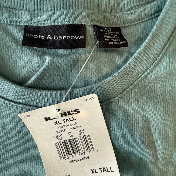 Men's XLT Croft & Barrow Ribbed Shirt NWT Green - Picture 3 of 3